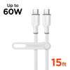 Flexi Pro USB-C to USB-C Soft-Touch Silicone Fast Charge Cable | 15ft | White