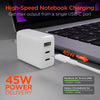 SpeedBoost 45W USB-C PD Tri-Port GaN Fast Wall Charger with PPS | White