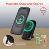 5,000mAh | Mag Grip Go Magnetic Wireless Fast Charge Power Bank with Built-In Cables | Black