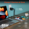 SpeedBoost 65W USB-C PD Tri-Port GaN Laptop Charger with PPS and Digital Display | Black