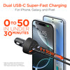 SpeedBoost 77W Quad-Port Fast Car Charger with Dual 30W USB-C PD PPS | 4ft USB-C Cable | Black