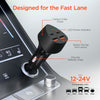 SpeedBoost 77W Quad-Port Fast Car Charger with Dual 30W USB-C PD PPS | 4ft USB-C Cable | Black