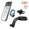 Mag Grip Pro Magnetic Phone Mount 3-in-1 Kit | Vent + Dashboard + Windshield | Silver