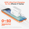 SpeedBoost 40W USB-C PD GaN Ultra-Fast Wall Charger with AVS and 60W Dynamic Boost | White