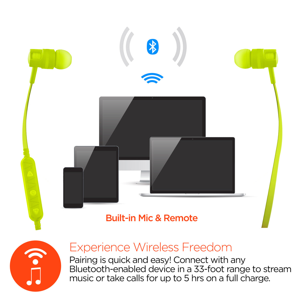 HyperGear Flex 2 Sport Wireless Earphones Lime HYPERGEAR