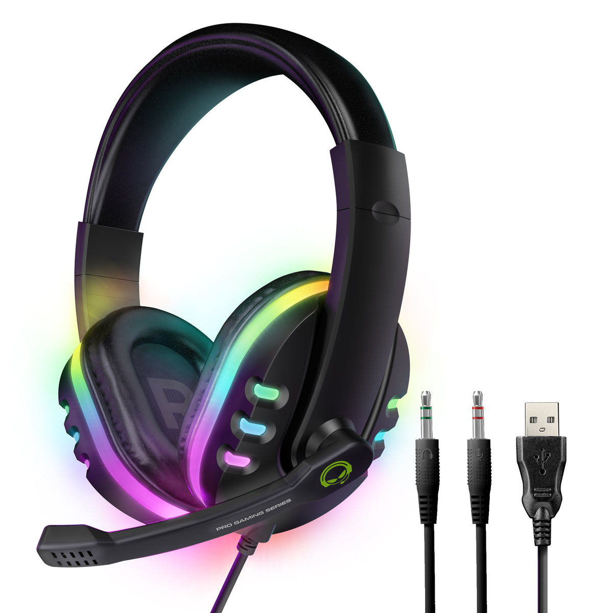 Wired Gaming Headphones with Microphone, Over The Ear 3.5mm Headphones with  Microphone and RGB Lighting (Black)