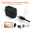 SpeedBoost 25W USB-C & 12W USB Wall Charger with PD/PPS | Black