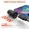mini 20W USB-C PD + 18W USB Fast Car Charger | Black