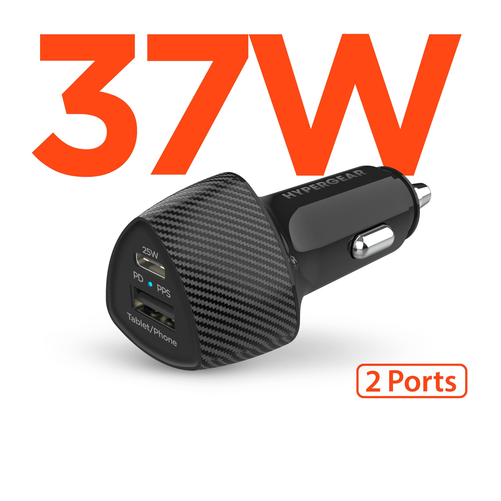 SpeedBoost 25W USB-C PD + 12W USB Fast Car Charger with PPS | Black