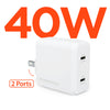 SpeedBoost 20W USB-C PD + 20W USB-C PD Fast Wall Charger with PPS | White