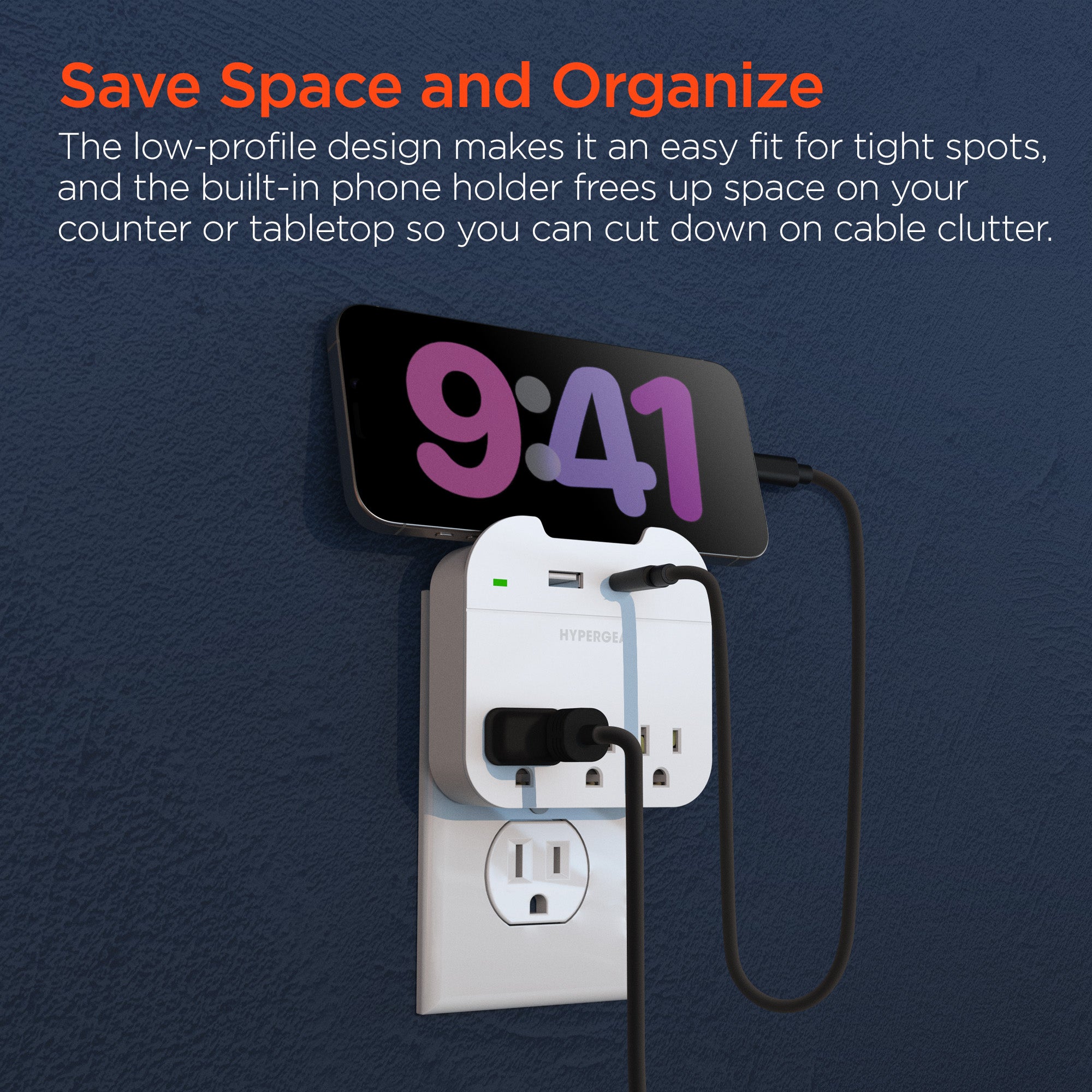 Multi Plug 5 Outlet Extender with USB-C & USB Ports | White – HYPERGEAR
