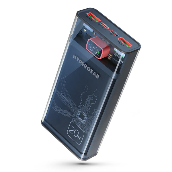 HyperGear 20000mAh Portable Battery Pack Dual USB + USB C Digital Power Bank  - Retail Packaging Black