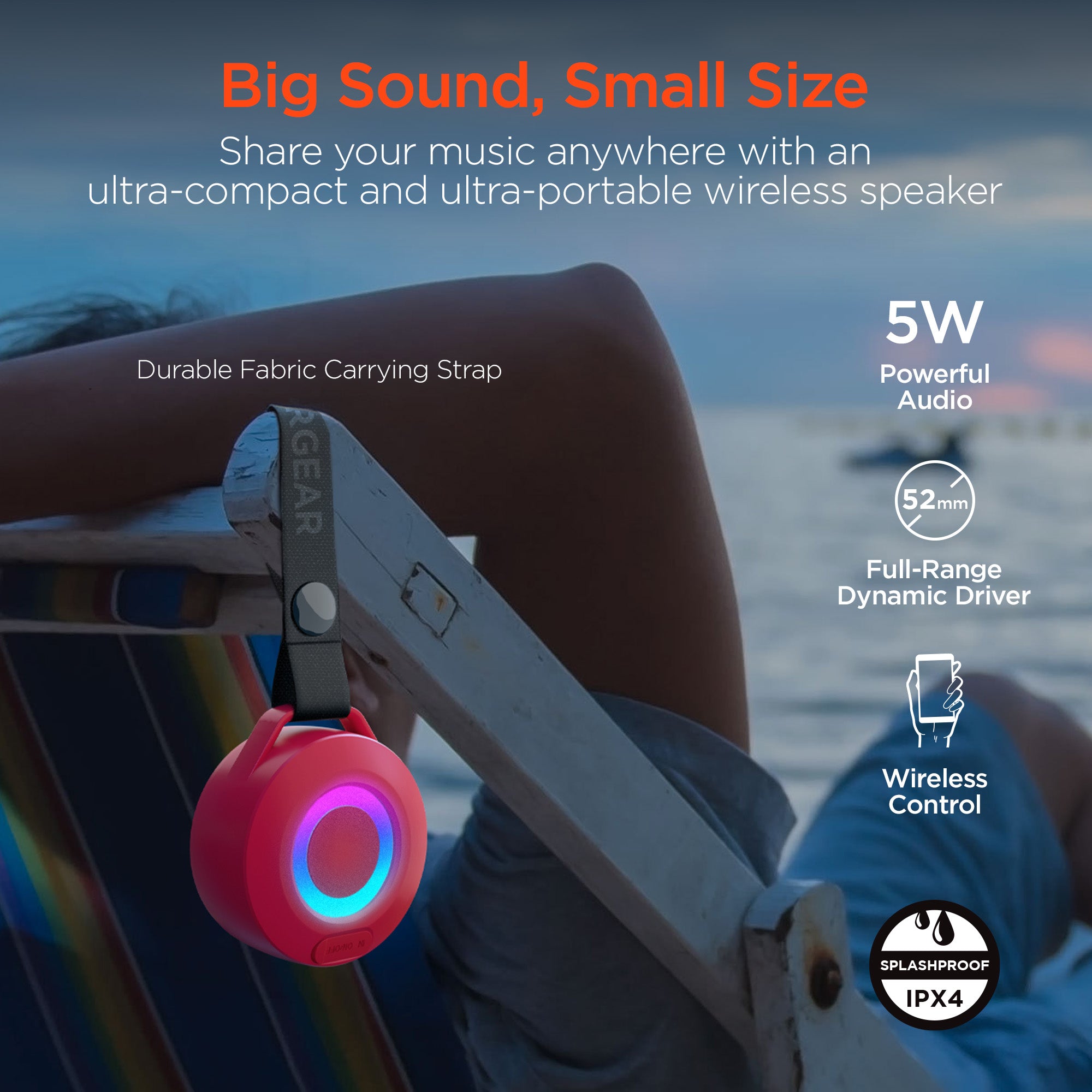 Wireless Audio Essentials Duo | Light-Up Speaker + Headphones | Red