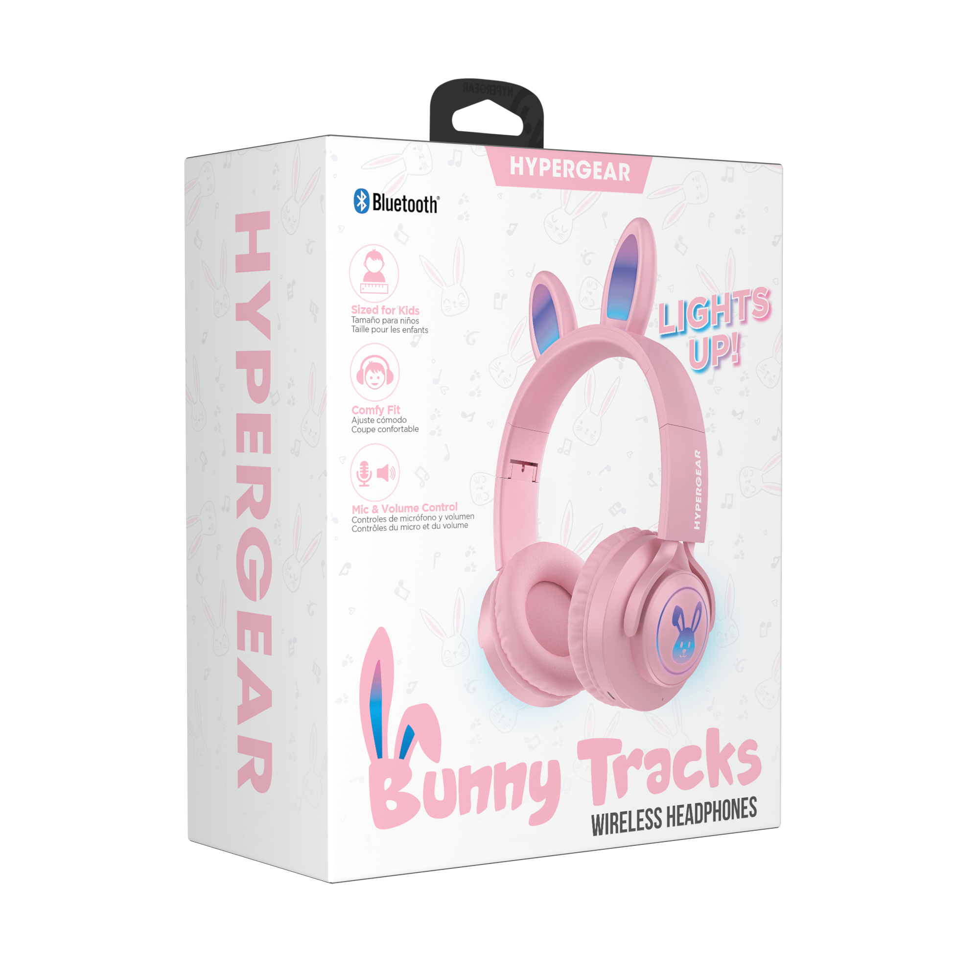 Bunny Tracks Wireless Light Up Headphones Pink HYPERGEAR