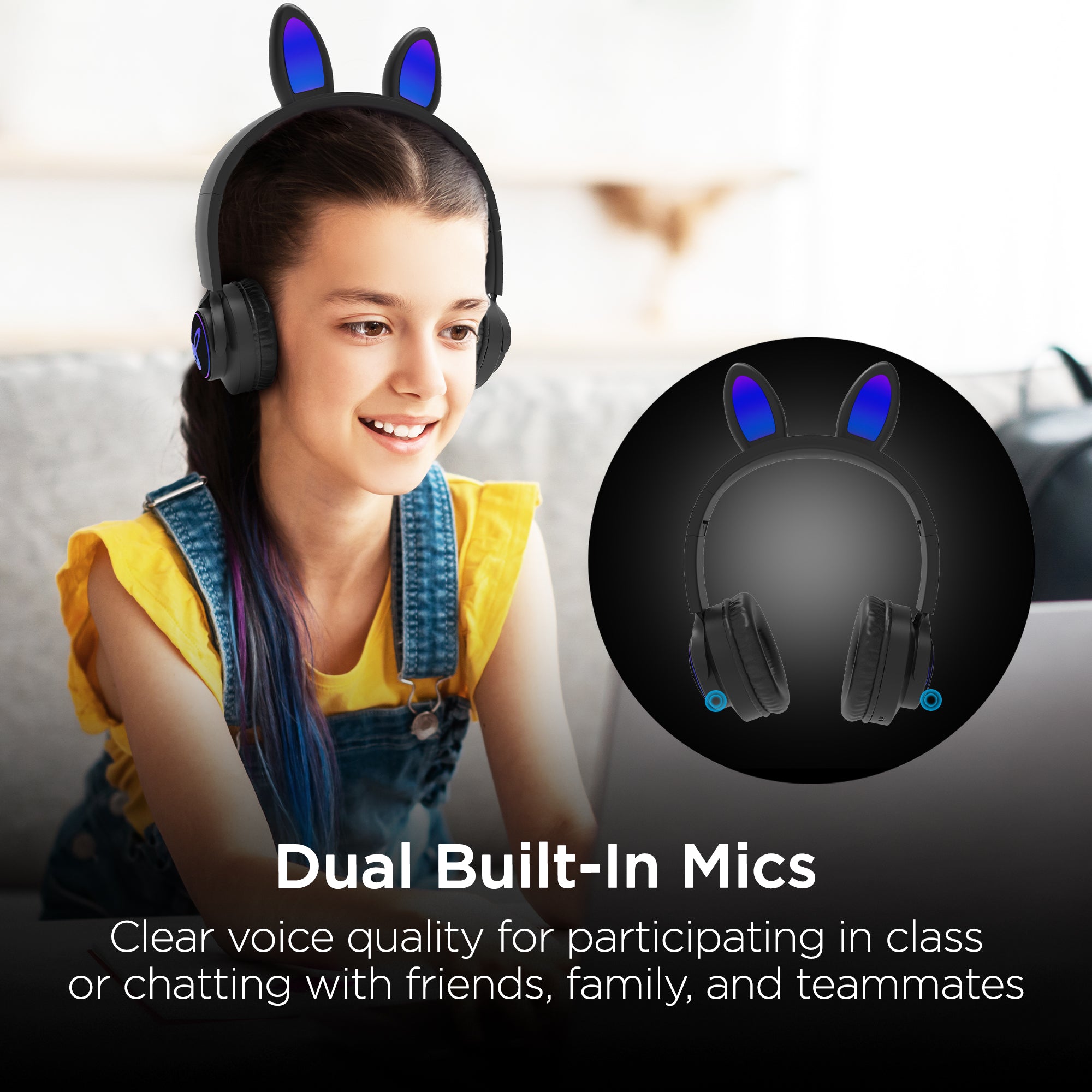 Bunny Tracks Wireless Light-Up Headphones | Black