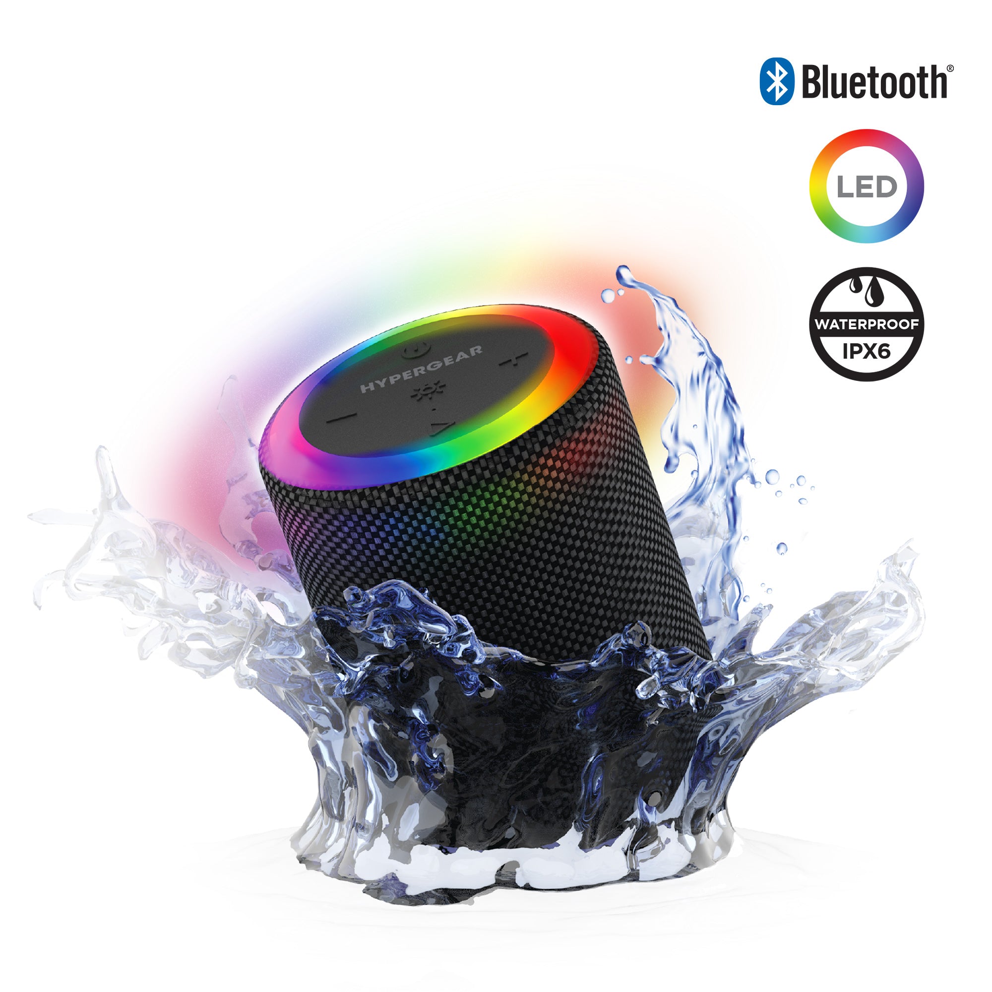 Halo Waterproof LED Wireless Speaker | Black