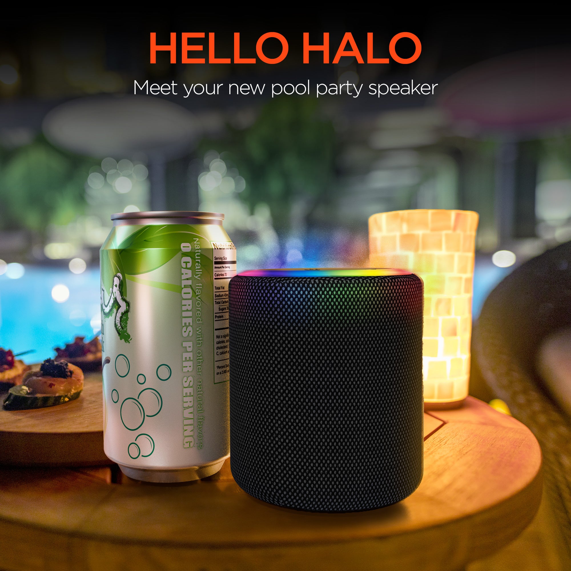 Halo Waterproof LED Wireless Speaker | Black