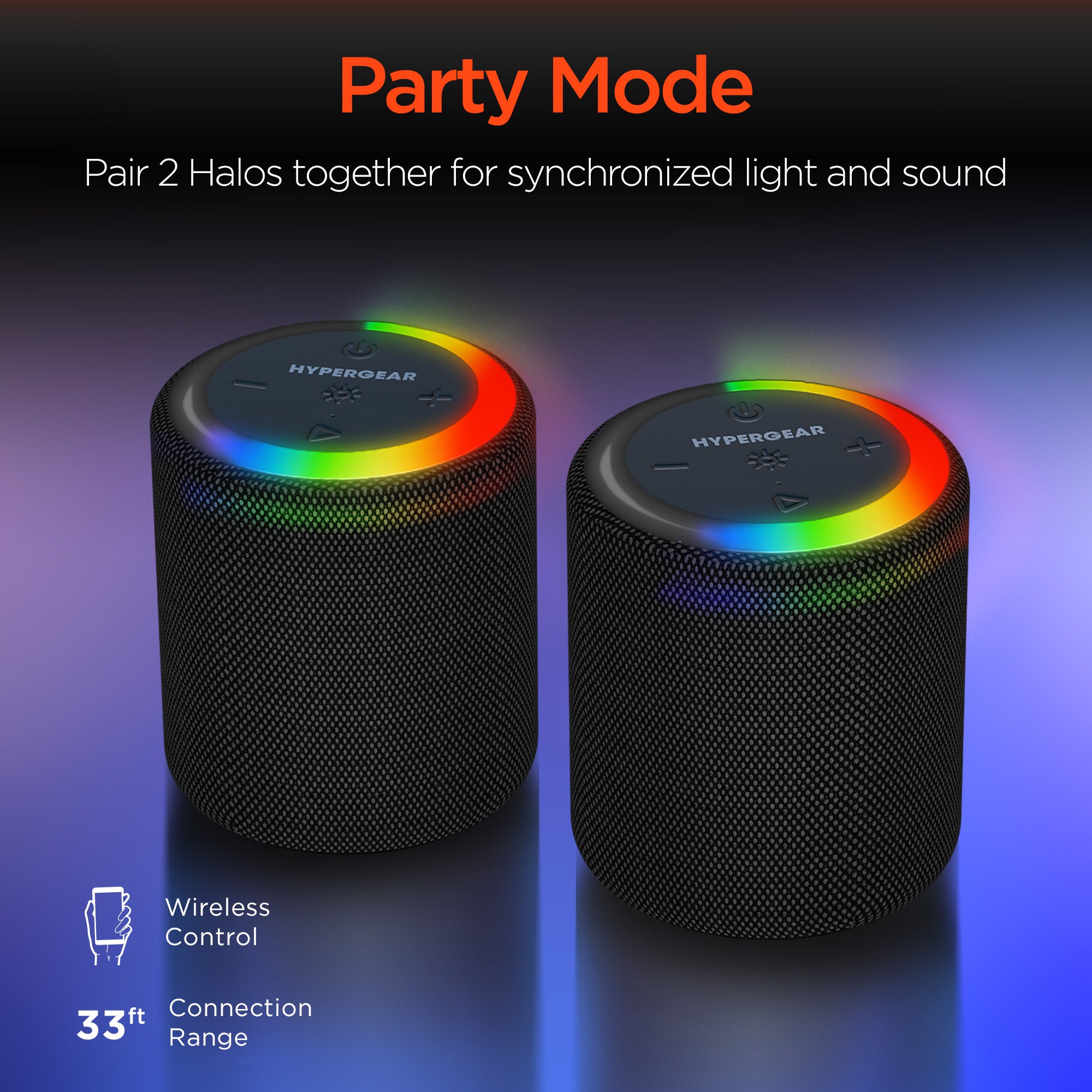 Halo Waterproof LED Wireless Speaker | Black – HYPERGEAR