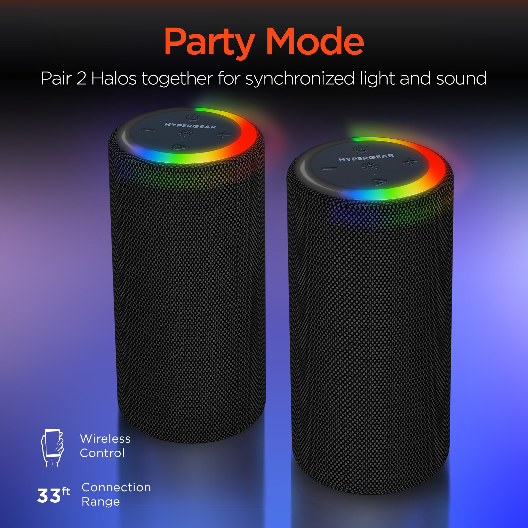 Halo XL Waterproof LED Wireless Speaker | Black – HYPERGEAR