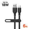 Flexi Pro USB to USB-C Soft-Touch Silicone Charge & Sync Cable | 6ft | Black