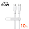 Flexi Pro USB-C to USB-C Soft-Touch Silicone Fast Charge Cable | 10ft | White