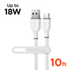 Flexi Pro USB to USB-C Soft-Touch Silicone Charge & Sync Cable | 10ft | White