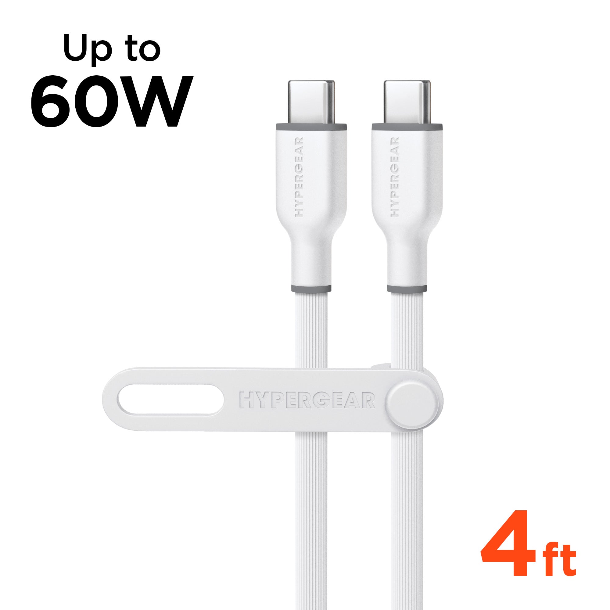 Flexi Pro USB-C to USB-C Soft-Touch Silicone Fast Charge Cable | 4ft | White