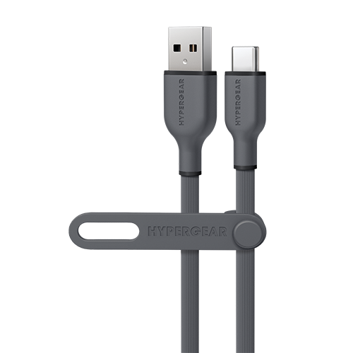 Flexi Pro USB to USB-C Soft-Touch Silicone Charge & Sync Cable | 4ft | Gray