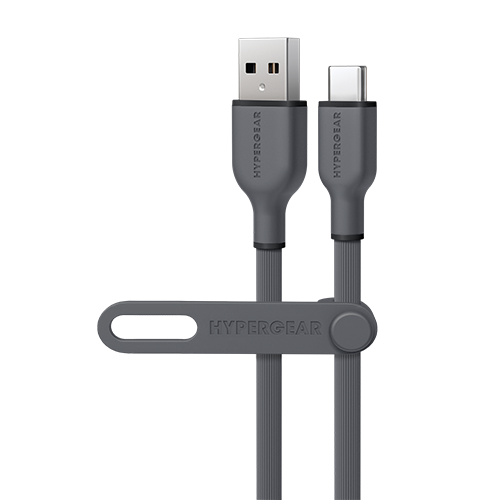 Flexi Pro USB to USB-C Soft-Touch Silicone Charge & Sync Cable | 10ft | Gray