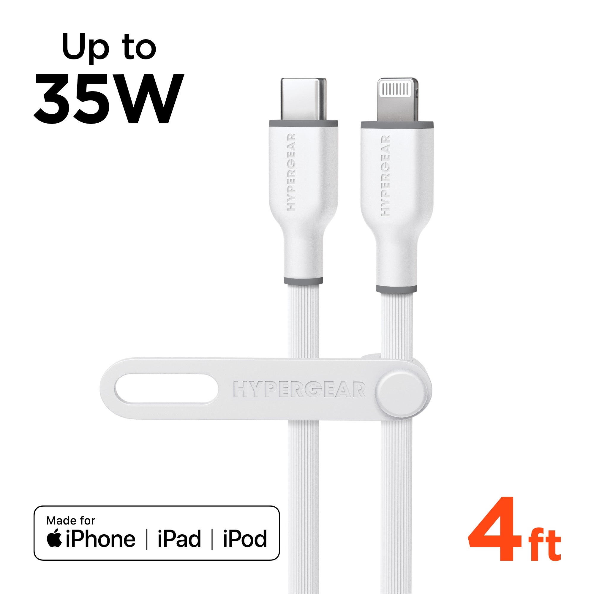 Flexi Pro USB-C to Lightning Soft-Touch Silicone Fast Charge Cable | 4ft | White