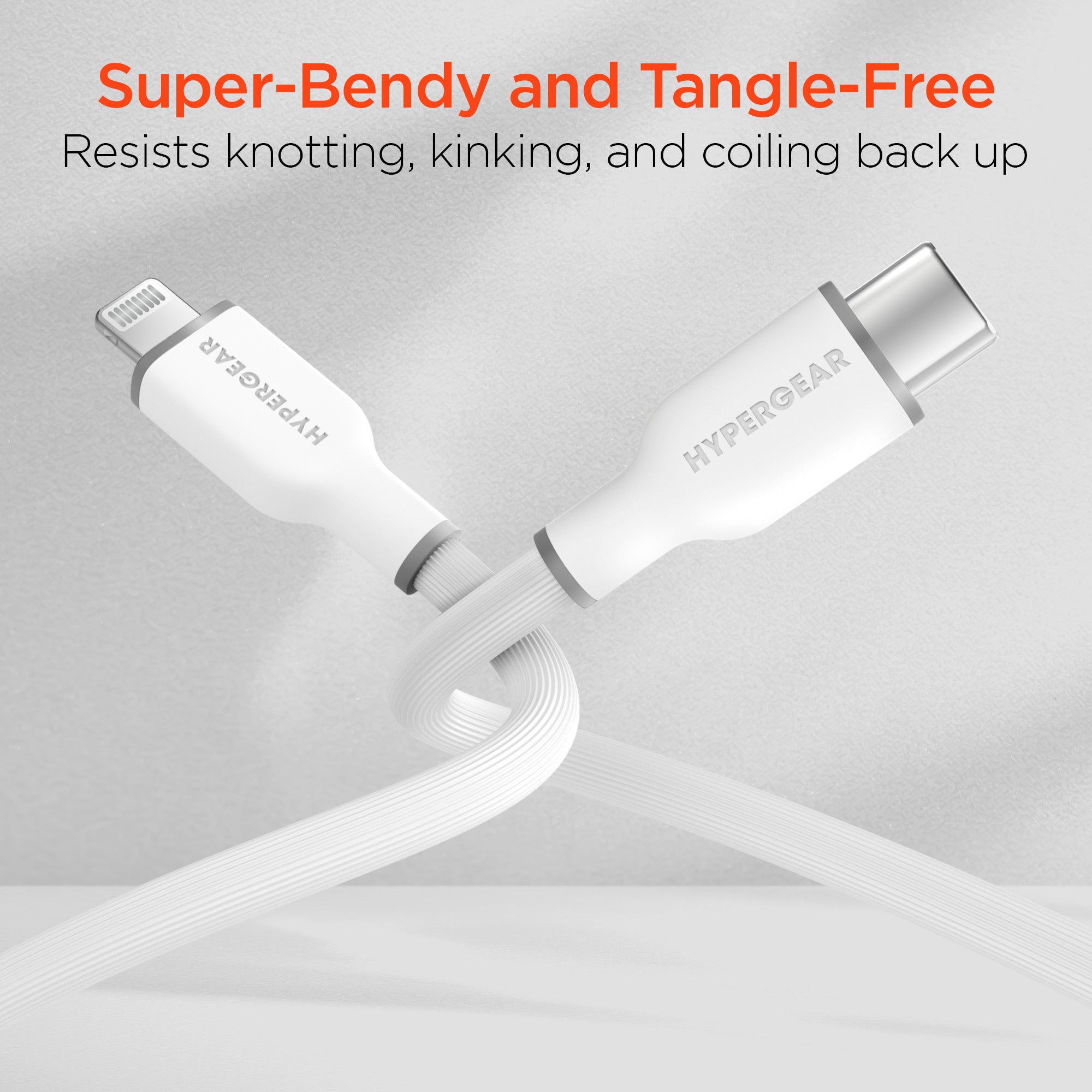 Flexi Pro USB-C to Lightning Soft-Touch Silicone Fast Charge Cable | 4ft | White