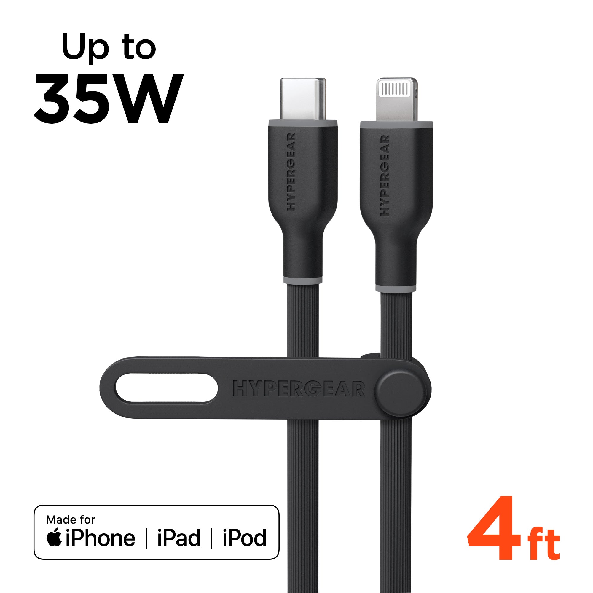 Flexi Pro USB-C to Lightning Soft-Touch Silicone Fast Charge Cable | 4ft | Black