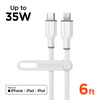 Flexi Pro USB-C to Lightning Soft-Touch Silicone Fast Charge Cable | 6ft | White