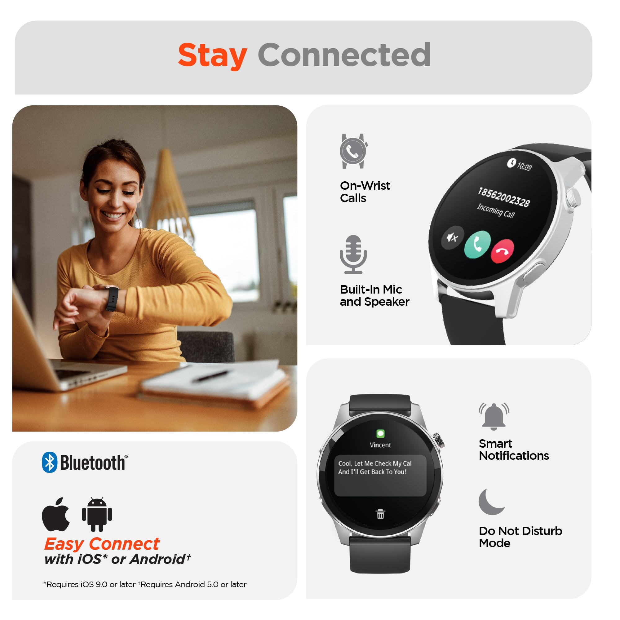 Activ8 Mini Activ8 Smartwatch + Fitness Tracker | Compatible with iPhone and Andro ...