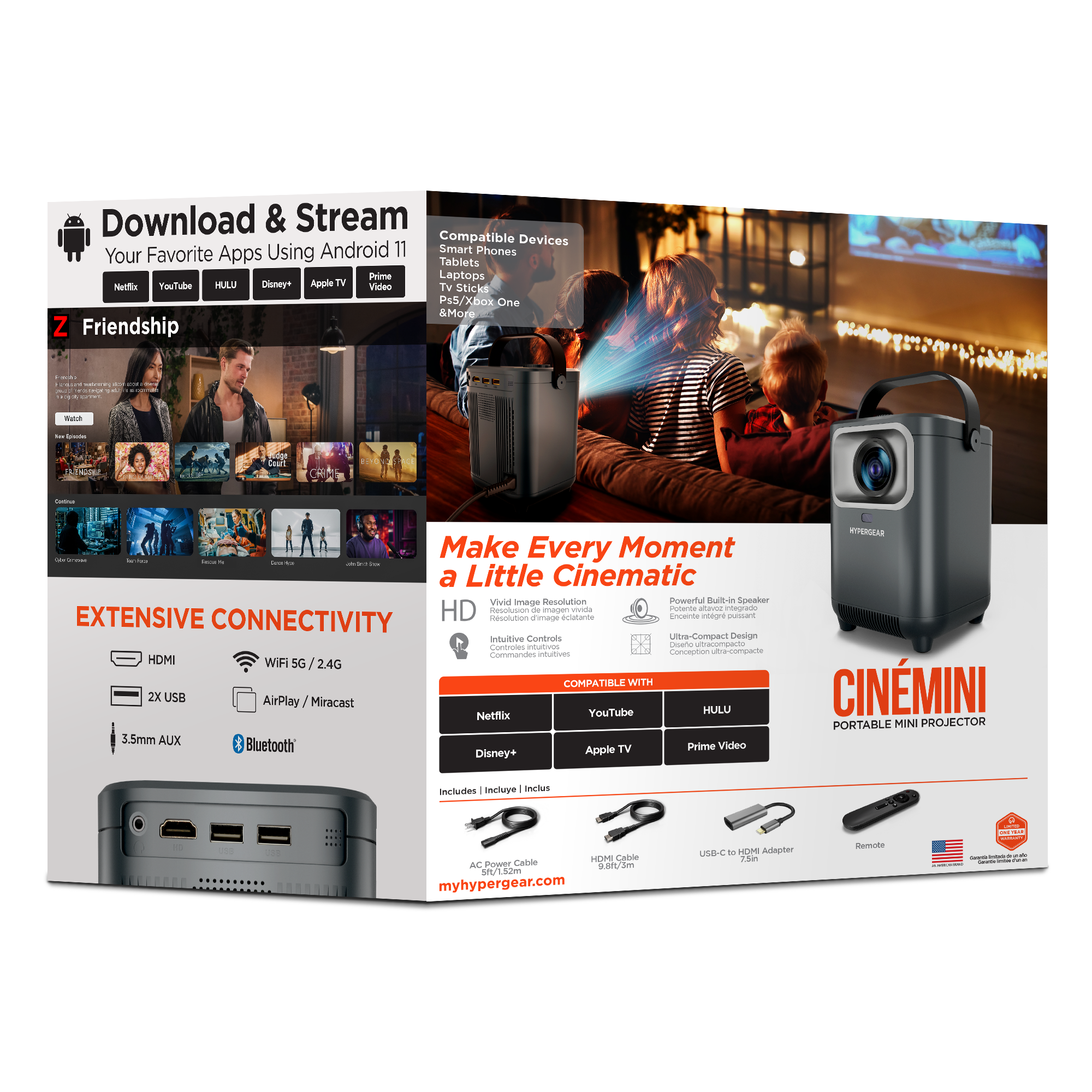 HyperGear CineMini Portable Mini Projector Black