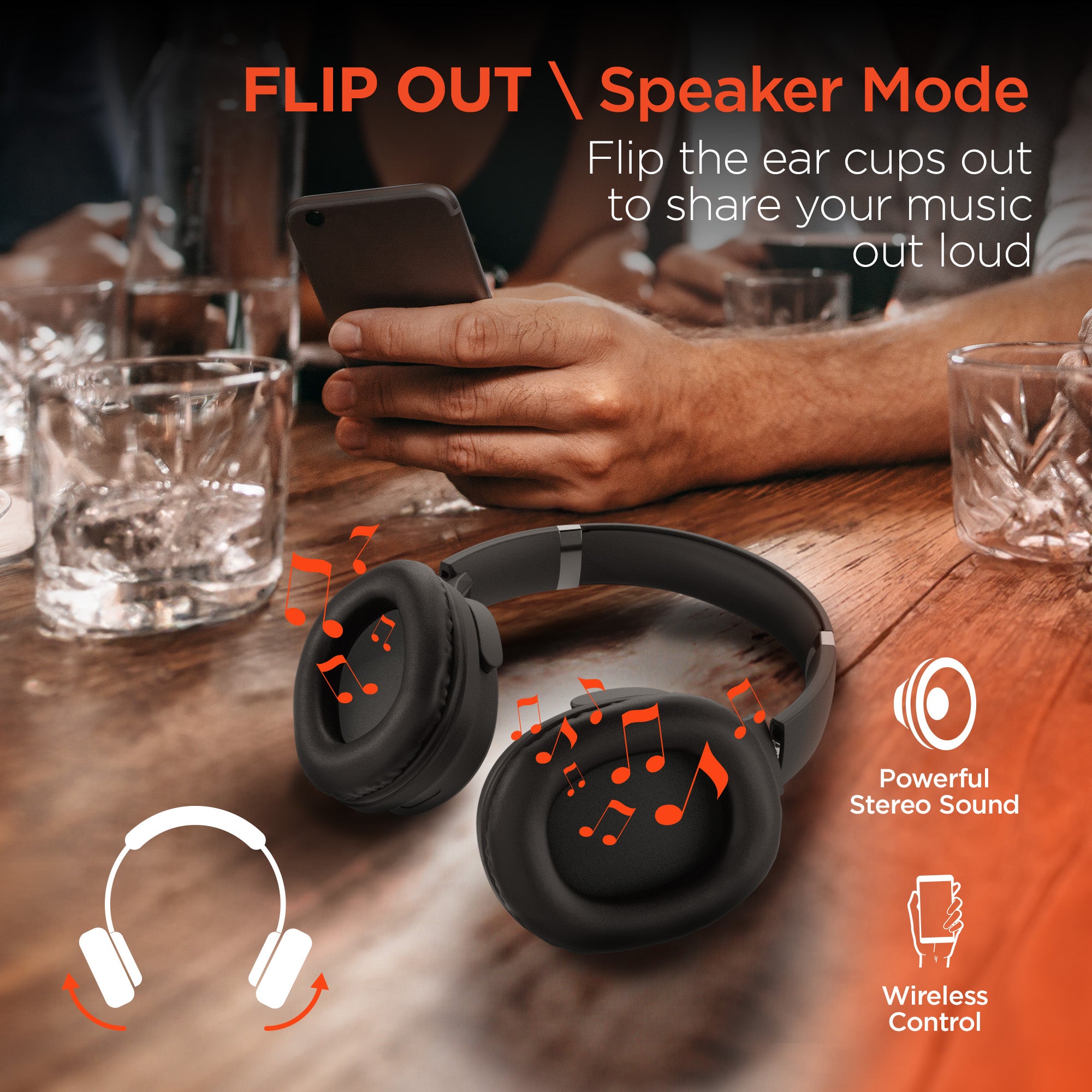 Flip 2-in-1 Wireless Headphones Speaker Black – HYPERGEAR