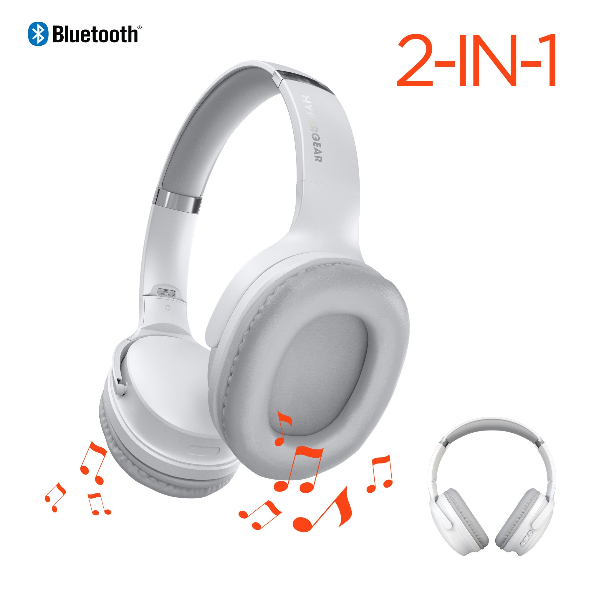 Flip 2-in-1 Wireless Headphones Speaker White – HYPERGEAR