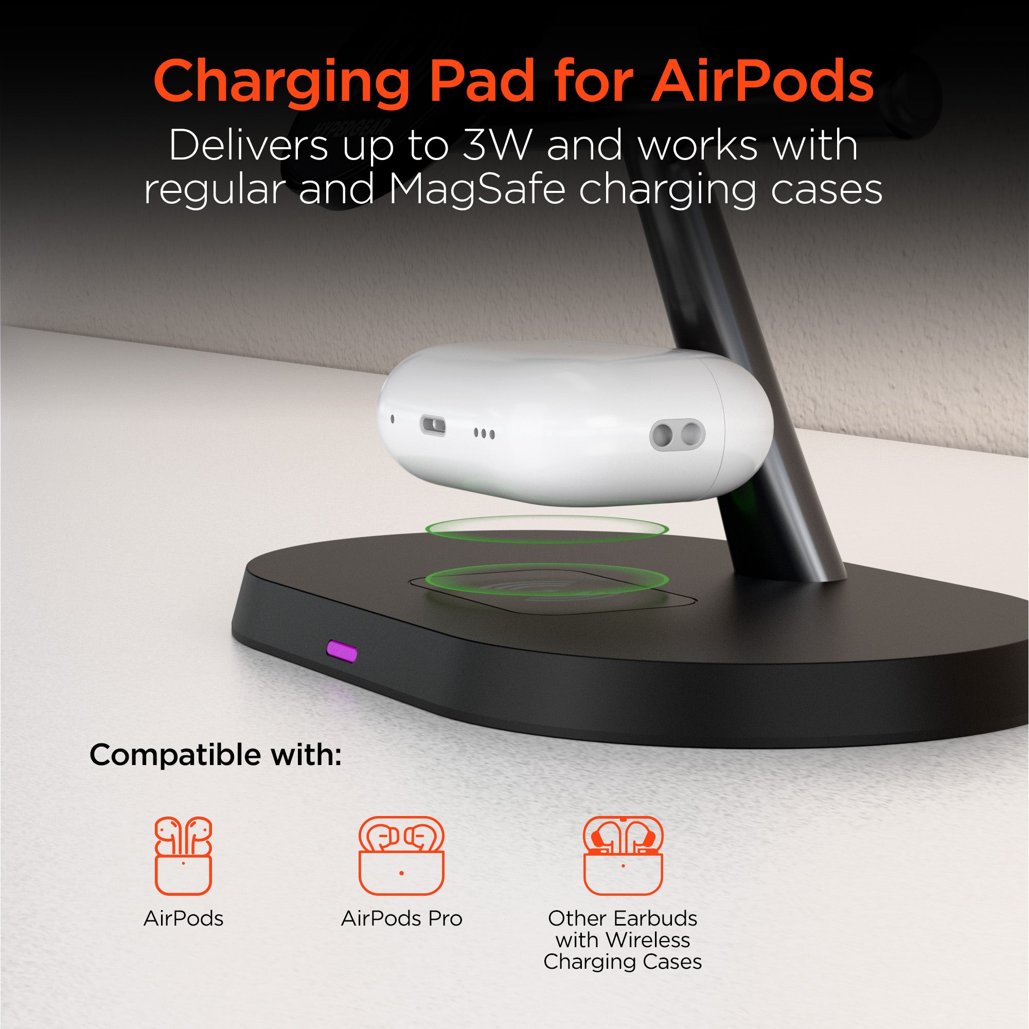 MaxCharge Pro 3-in-1 Wireless Charging Stand with 15W Magnetic Wireless Fast Charge | Black