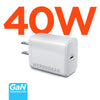 SpeedBoost 40W USB-C PD GaN Fast Wall Charger with PPS | White