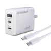 SpeedBoost 45W Tri-Port GaN Wall Charger + 6ft USB-C to C | White