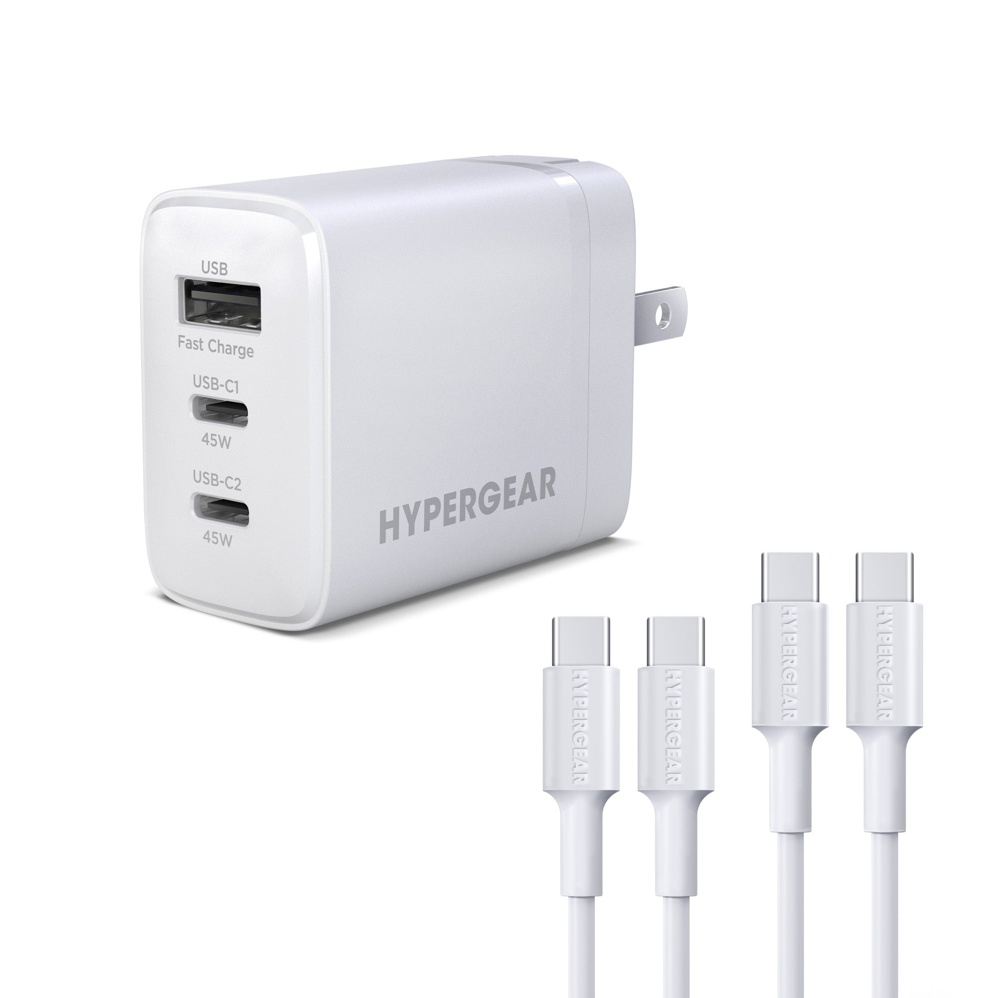 45W PD Wall Charger +6ft & 3ft C to C | White