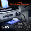 SpeedBoost 3-in-1 Fast Car Charger with Retractable 30W USB-C PD Cable | Black