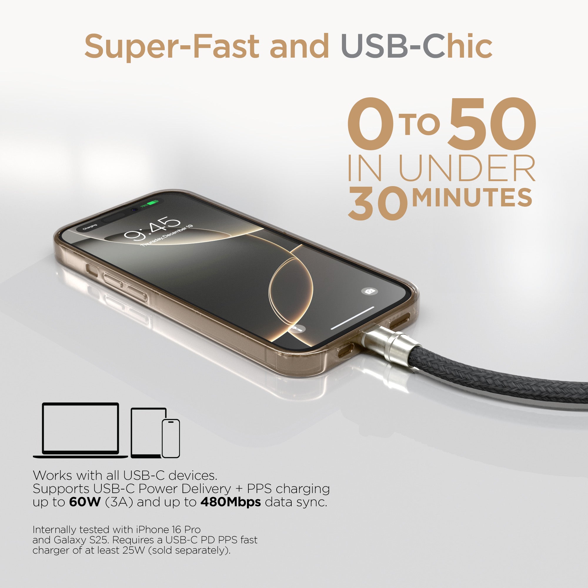 HyperGear TECHcessories | 2-in-1 Universal Crossbody Phone Strap and Charging Cable | Black