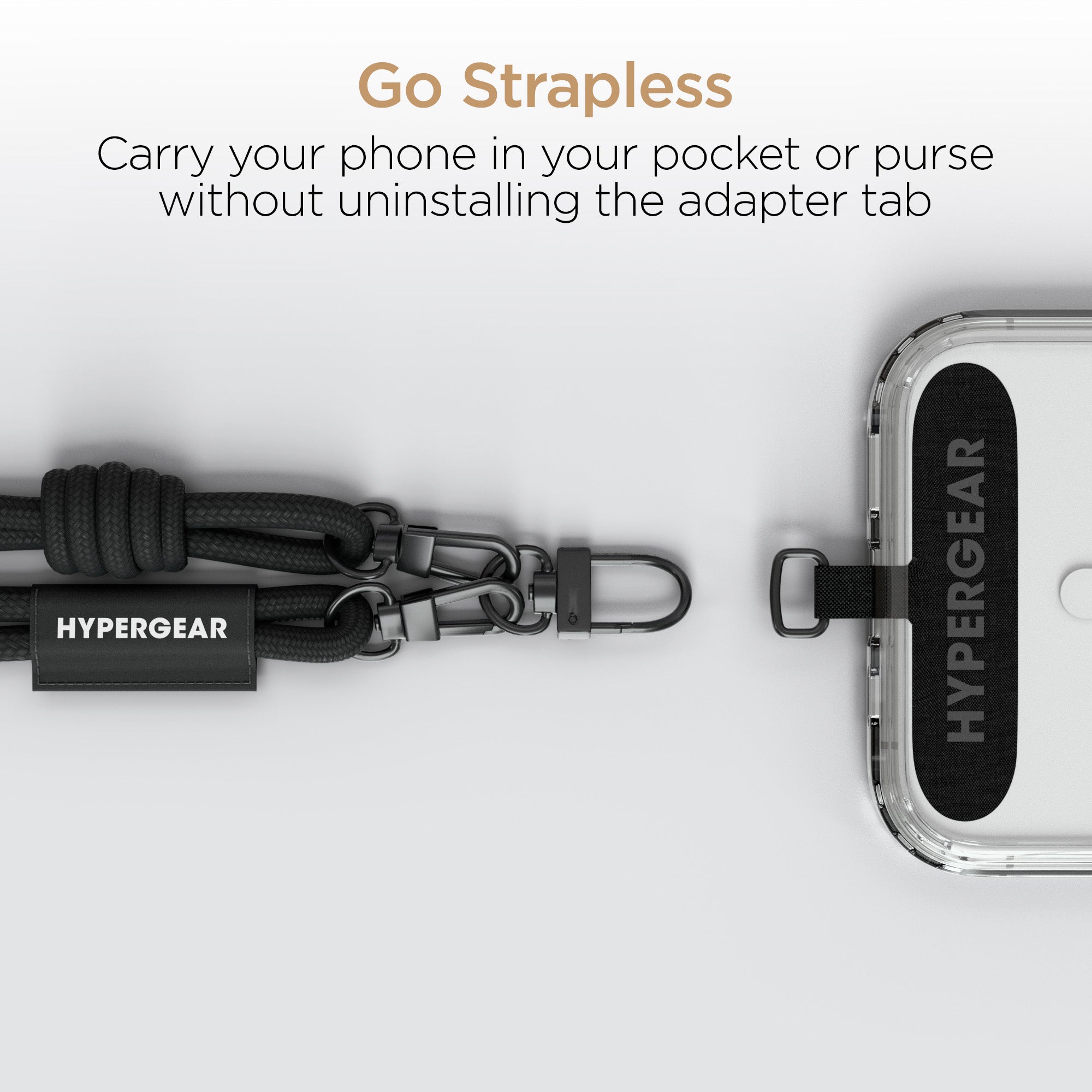 HyperGear TECHcessories | Universal Crossbody Phone Strap | Black Braided Rope