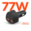 SpeedBoost 77W Quad-Port Fast Car Charger with Dual 30W USB-C PD PPS | Black