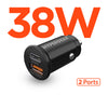 Mini 38W USB-C PD Dual Output Fast Car Charger | Black