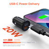 Mini 38W USB-C PD Dual Output Fast Car Charger | Black