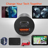 Mini 38W USB-C PD Dual Output Fast Car Charger | Black