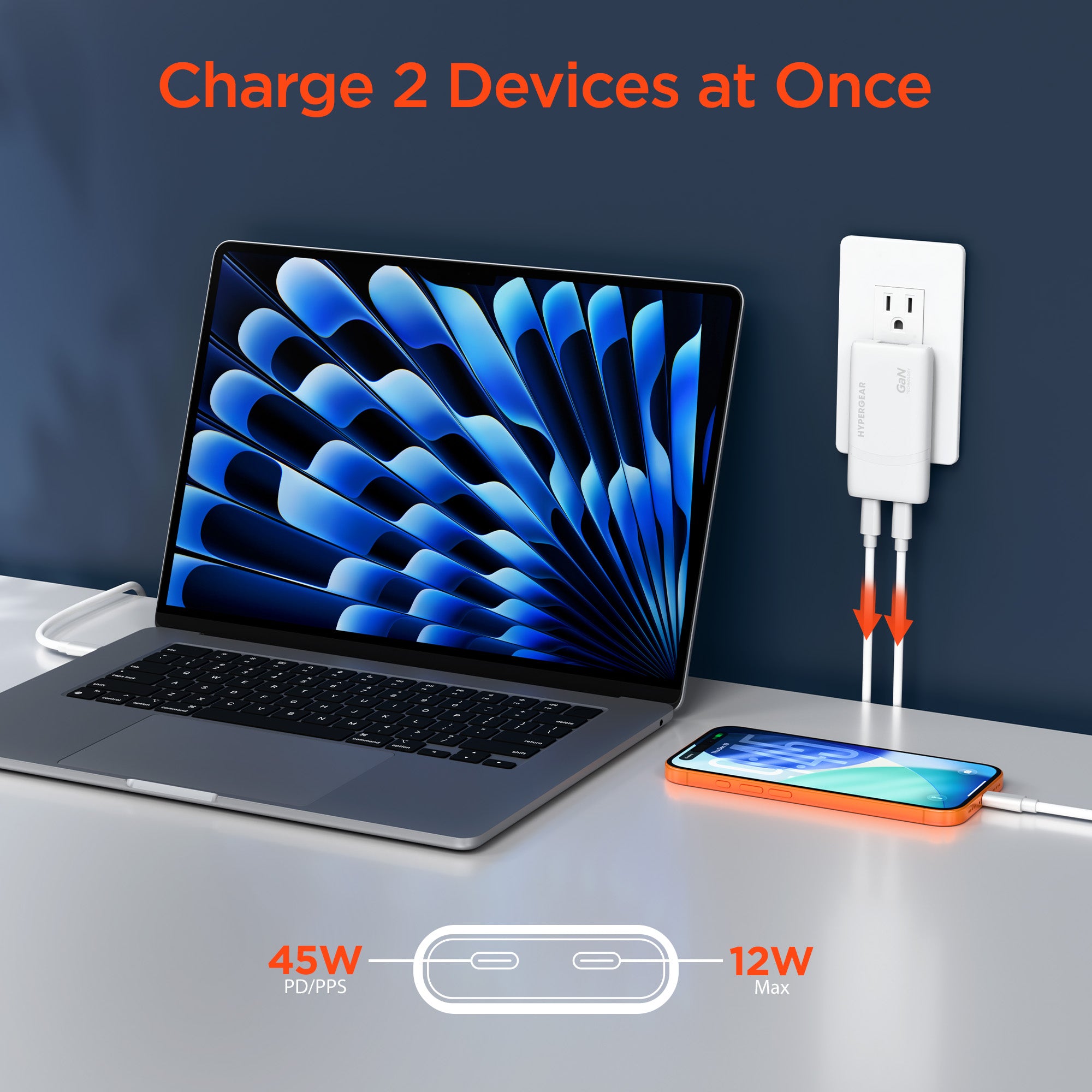 SpeedBoost 65W Dual USB-C PD Ultra-Slim GaN Laptop Charger with PPS ...