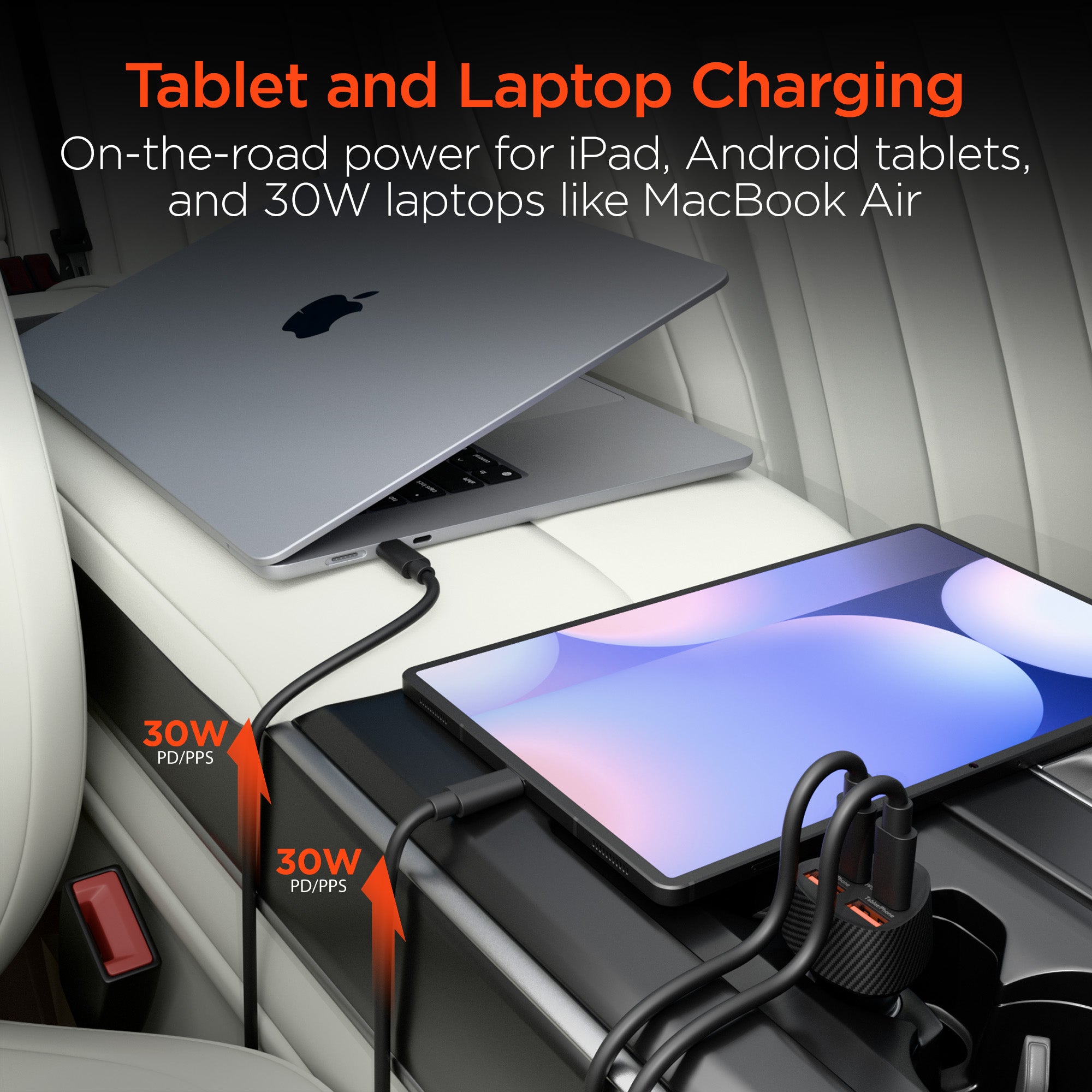 SpeedBoost 77W Quad-Port Fast Car Charger with Dual 30W USB-C PD PPS ...